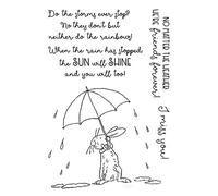 Rabbits Umbrella Metal Cutting Dies and Stamps Sets for Card Making When The Rain Has Stopped The Sun Will Shine and You Too Friendship Phrase Words Clear Stamps for Paper Crafting Scrapbooking