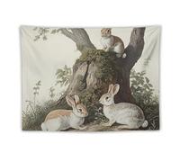 Rabbits Under The Tree Tapestry for Bedroom Aesthetic Wall Tapestries Hanging Backdrop Home Decor
