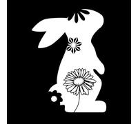 Rabbit's with Floral Motifs Easter Bunny Rabbit Silhouette Vinyl Art Sticker 50.4x69.9cm Do not Damage The Wall Surface White