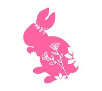Rabbit's with Floral Motifs Easter Bunny Rabbit Silhouette Vinyl Wall Decals 36x49.9cm Tattoo Culture Pink