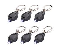 Rabi 6 Pack Mini LED Flashlight Keychain Ultra Bright Key Ring Light Torch with Hook (Black)