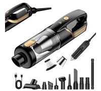 RABIGALA 4 in 1 Cordless Handheld Car Vacuum Cleaner with 12V 5m Cigarette Lighter Adapter Cable, 27000Pa, 2 Speeds,80000 RPM Brushless Motor, Rechargeable Portable Car Hoover for Car and Home