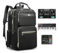 Rabjen DJ Backpack for Club Gigs, DJ Mixer Case Compatible with Pioneer DJ DDJ-REV1, DJ Controller, Novation Launchkey 37 Key Keyboard and More Equipment