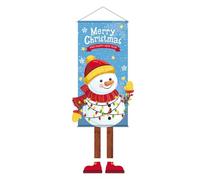 Rablue Christmas Wall Hanging Flag, Christmas Door Hanging Sign Porch Banner Snowman Santa Claus Christmas Tree Flag Christmas Ornament for Party Wall Door Garden Decorations(D)