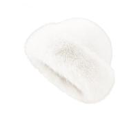 Rablue Winter Faux Fur Hat for Women - Warm Thick Cossack Russian Hat for Snowboard Ladies - White