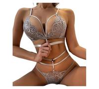 RABNZHDEO Bra Thongs Garters Set Women Lingerie Sexy Underwear Set Porn Sex Costumes Transparent Lace Babydoll Brassiere Panties(White,F40-M)