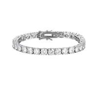 RABNZHDEO Trendy 925 Sterling Silver 5mm D Color VVS Moissanite Tennis Bracelet For Women Men Plated White Gold Chain Bracelets Bangle(22cm(21ct))