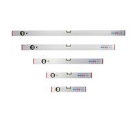 rabo Aluminium Spirit Level Set, 5 Pieces: 30 + 40 + 60 + 80 + 100 cm Professional - Aluminium Hollow Profile 50 x 23 mm, Adjustable Levels, 0.5 mm/m Measuring Accuracy, Naturally Anodised