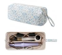 Rabrgab Large Hair Tools Travel Bag compatible with Shark Flexstyle, Dyson Airwrap Hair Dryer, Curling Iron, Revlon Hair Tools, Waterproof Portable Hair Tool Storage Case, Blue Flower, 13.8x5.9x7.8