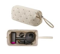 Rabrgab Travel Case compatible with Shark Flexstyle and Airwrap Styler, Hair Tool Organizer for Long Barrels & Attachments, Portable Carrying Case for Hair Dryer & Accessories, Beige, 13.8x5.9x7.8