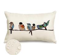 RABUSOFA Outdoor Pillows Waterproof 12x20,Outdoor Bird Lumbar Throw Pillow Cases Small Decorative Pillows for Couch Patio Furniture Polyester Linen Teal Blue
