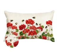 RABUSOFA Spring Summer Outdoor Pillow Cover Waterproof 12x20,Geranium Red Floral Bee Holiday Lumbar Cushion Case Farmhouse Decoration for Patio Furniture Garden Couch