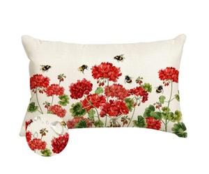 RABUSOFA Spring Summer Outdoor Pillow Cover Waterproof 12x20,Geranium Red Floral Bee Holiday Lumbar Cushion Case Farmhouse Decoration for Patio Furniture Garden Couch