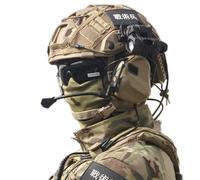 rabuu Airsoft Paintball FAST Tactical Helmet Set With Helmet Cover, Goggles, Headset & Signal Light(A)