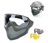 rabuu Full Face Tactical Mask And Goggles Set With Impact Resistant Lens, Detachable Shield For Airsoft, Paintball, Cosplay, Outdoor Sports(A)