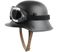 rabuu German M18 Steel Helmet Replica - WWII Military Cosplay Prop With Leather Lining & Goggles