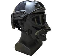 rabuu Tactical Airsoft Helmet Set, FAST Helmet With Full Face Mask & Headset For Outdoor Sports(A)