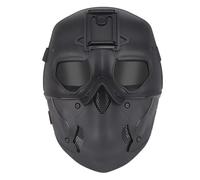 rabuu Tactical Full Face Mask With Goggles & Adapter Base - Nylon, Breathable For Airsoft, CS, Paintball, Hunting - Durable & Comfortable(A)