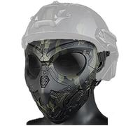 rabuu Tactical Full Face Mask With Steel Mesh Eyeshield & Anti-Fog Lens - Detachable Goggles For Hunting, Airsoft, Paintball, Cosplay(E)