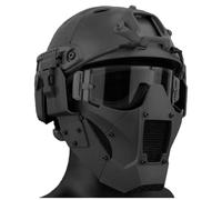 rabuu Tactical Full Face Protective Helmet Set With Adjustable Detachable Mask & Clear Goggles For Airsoft Paintball Survival Games(C,L)