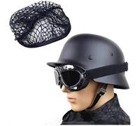 rabuu WW2 German M35 Helmet With Leather Liner & Protective Goggles, Steel Replica For Military Collection, Airsoft, Training(A)