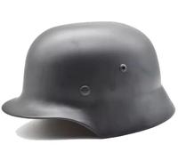 rabuu WW2 German M35 Helmet With Leather Liner & Protective Goggles, Steel Replica For Military Collection, Airsoft, Training(D)