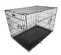 RAC Dog Puppy Cage Folding 2 Door Crate with Plastic Tray Large 36-inch Black (Large)