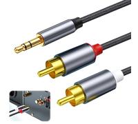 RAC to 3.5mm Audio Cable Phono to 3.5mm Jack Red and White Aux Headphone Mini Jack Leads Stereo Audio Y Splitter Aux Cord Compatible with Hi-Fi Amplifier Speaker Home Theater Car DJ Controller, 2M