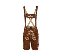 RAC3 Oktoberfest Mens Lederhosen Real Cowhide Suede Leather with Matching Suspenders Bavarian Shorts (BV-BR-White-32-FBM-UK).
