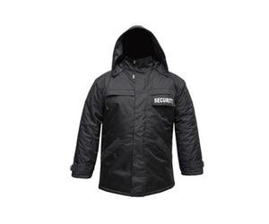 Rac3 Security Parka Jacket With Hood For Men, Water-Resistant, Windproof Design, "security" Print, Sizes S To 4Xl (Black 3Xl)