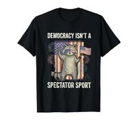 Raccon Democracy Saying USA Flag Patriotic Vintage Value Graphic T-Shirt, Men, Black, S
