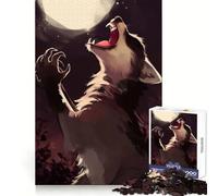 Raccon Howling at The Moon 1000 Pieces Jigsaws Adults Puzzles Gifts Mind Challenge Toy Easy Leisure Precise Cut (38x52cm)