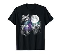 Raccoon | 3 Racoons Howling at Moon Funny Weird Cursed T-Shirt