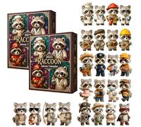 Raccoon Advent Calendar 2025, 24 Days Funny Christmas Countdown with 2D Acrylic Bear Decor Ornaments, Christmas Advent Calendars, Unique Collectible Décor, for Animal Lovers (2pc)