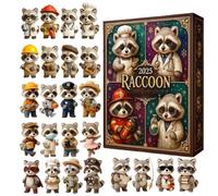 Raccoon Advent Christmas Calendar 2025-24 Days 2D Acrylic Ornaments | Cute Animal Countdown Calendar For Home, Living Room, Family, Adults, Kids, Holiday & Vacation Decor
