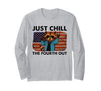 Raccoon American Flag 4th Of July Just Chill The Fourth Out Long Sleeve T-Shirt