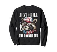 Raccoon American Flag 4th Of July Just Chill The Fourth Out Sweatshirt