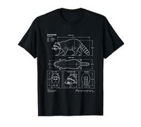 Raccoon Anatomy Diagram Blueprint Technical Drawing T-Shirt