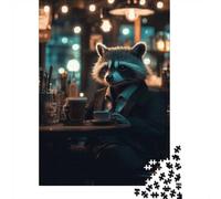 Raccoon And A Cuppa Tea 1000 Piece Jigsaw Puzzle for Adults, 38x26cm/1000pcs, January Puzzle Activity, Relaxing Home Time And A Fresh Start