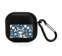 Raccoon And Daisy Flowers Bluetooth Earbuds Protector Compatible with Airpods 4 Cute Wireless Earbud Case Cover