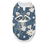 Raccoon And Daisy Flowers Funny Dog Shirts Sleeveless Pet Tank Top Comfort Pets Clothes Vest for Small Medium Dogs Cat 2XL