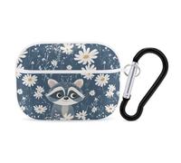 Raccoon And Daisy Flowers Printed Bluetooth Earbuds Case Colorful Wireless Headphones Covers Compatible With AirPods Pro 2