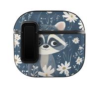 Raccoon And Daisy Flowers Trendy Bluetooth Earbuds Protector Printed Wireless Earbud Case Covers Compatible with Airpods 4