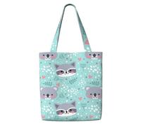 Raccoon And Koala,Reusable Grocery Bags Shopping Tote Bags Large Capacity Canvas Shoulder bag