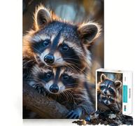 Raccoon Animal Family Hard Jigsaw Puzzle for Adults 1000 Pieces Improve Memory Relaxed Mind Sharp Edge Stylish Gift (38x26cm)