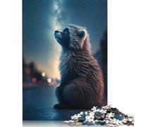 Raccoon Animal Galaxy Jigsaw Puzzles Puzzles for Adults Kids. 1000 Pieces Whimsical Challenge Toy Educational Games Home Decoration for Educational Games Gifts 1000pcs (75x50cm)