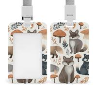 Raccoon Animals Badge Holder Vertical Id Card Holder with Lanyard Heavy Duty Name Tag Holders Waterproof Work Badge Holder for Office Cruise Teacher Cute Badge Protector