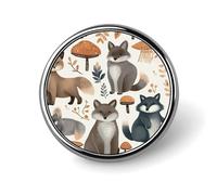 Raccoon Animals Badges Circle with Button Design, Personalized Picture Pin Brooches, Round Badge Holders for Decorate Hat Shirt Clothing Bag Accessories