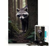 Raccoon Animals Jigsaw Puzzle for Adults 1000 Pieces Memory Boost Group Play Pattern Assembly Xmas Surprise (50x75cm)