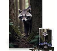 Raccoon Animals Jigsaw Puzzle for Adults 1000 Pieces Memory Boost Group Play Pattern Assembly Xmas Surprise (50x75cm)